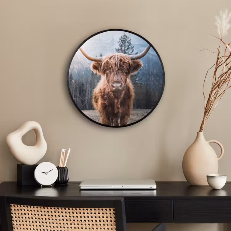Schotse hooglander - Koe - Dieren - Berg - Natuur Fotolijst rond zonder passe partout klein -sfeer1