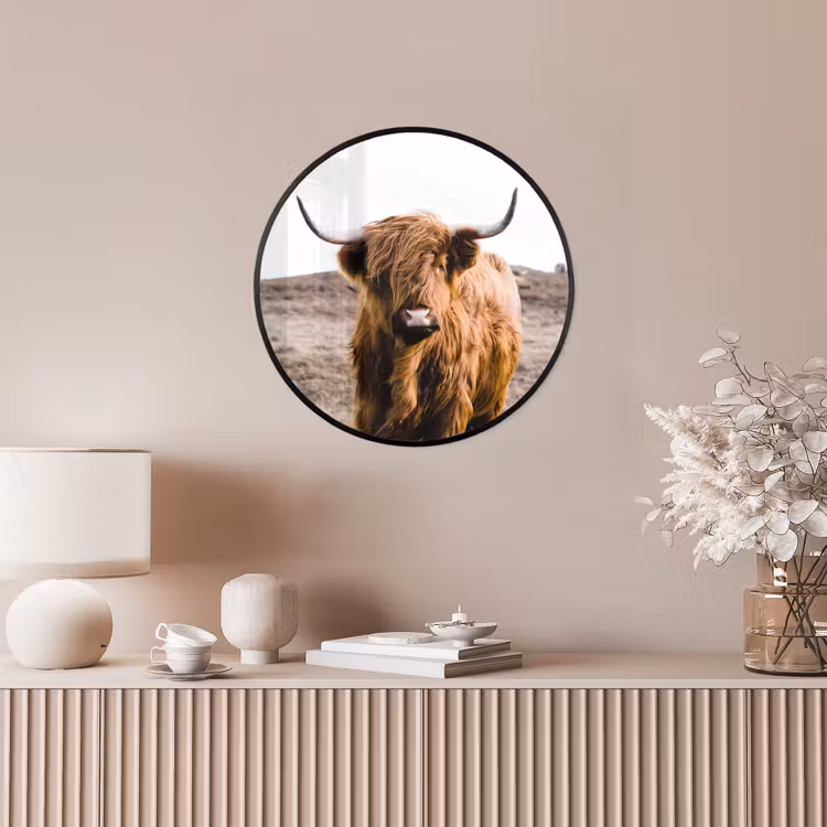 Schotse hooglander - Landschap - Koe - Bruin - Dieren - Natuur Fotolijst rond zonder passe partout klein -sfeer3