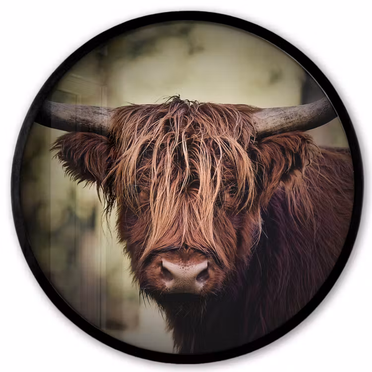 Schotse hooglander - Licht - Portret - Natuur Fotolijst rond zonder passe partout klein -3d