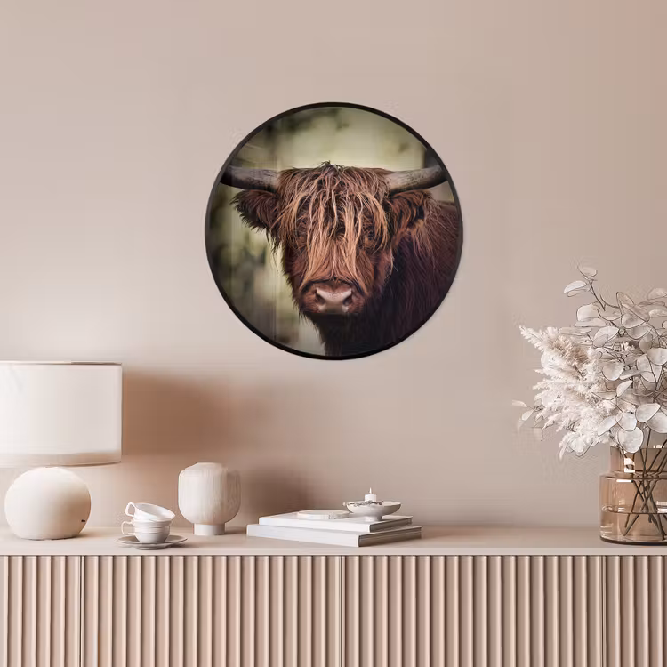 Schotse hooglander - Licht - Portret - Natuur Fotolijst rond zonder passe partout klein -sfeer3