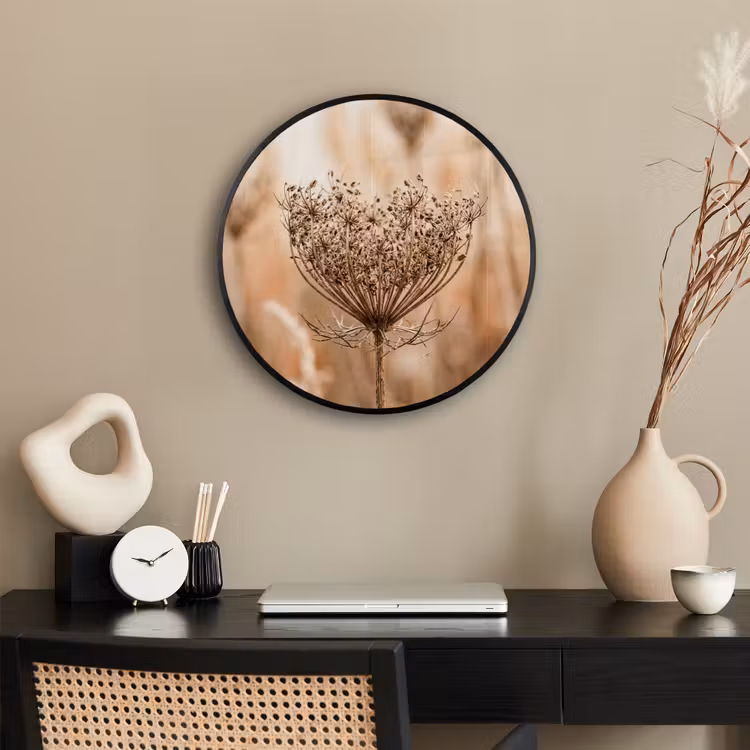 Schermbloem - Droogbloem - Winter - Beige - Minimalistisch Fotolijst rond zonder passe partout klein -sfeer1