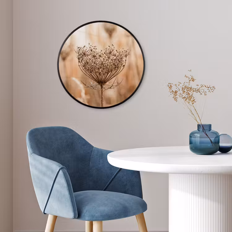 Schermbloem - Droogbloem - Winter - Beige - Minimalistisch Fotolijst rond zonder passe partout klein -sfeer2