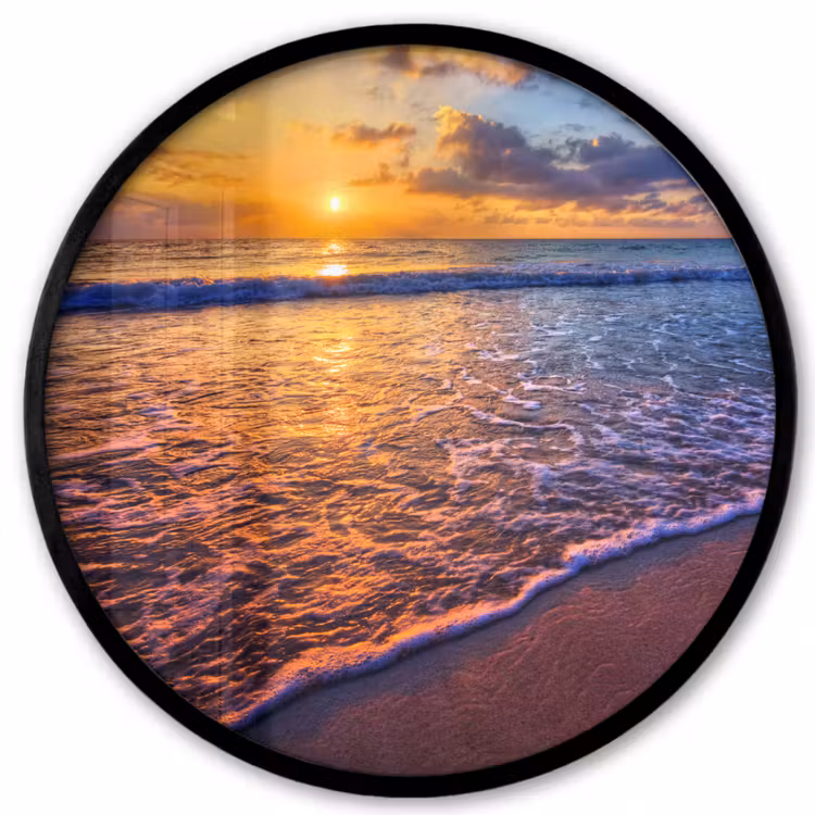 Zee - Strand - Zonsondergang - Wolken - Horizon Fotolijst rond zonder passe partout klein -3d
