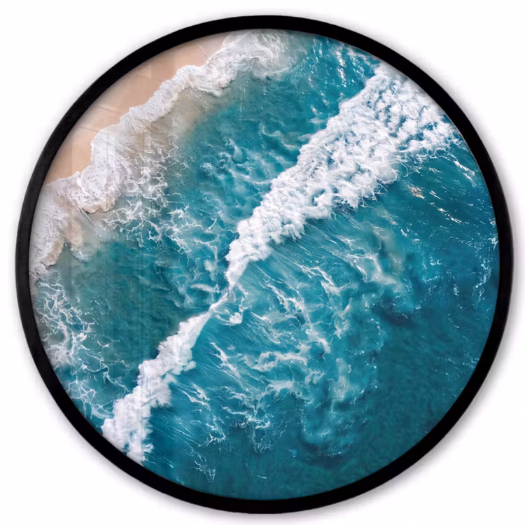 Zee - Strand - Golven - Natuur - Blauw Fotolijst rond zonder passe partout klein -3d