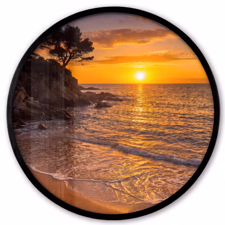 Zee - Kust - Zonsondergang - Natuur - Oranje Fotolijst rond zonder passe partout klein -3d