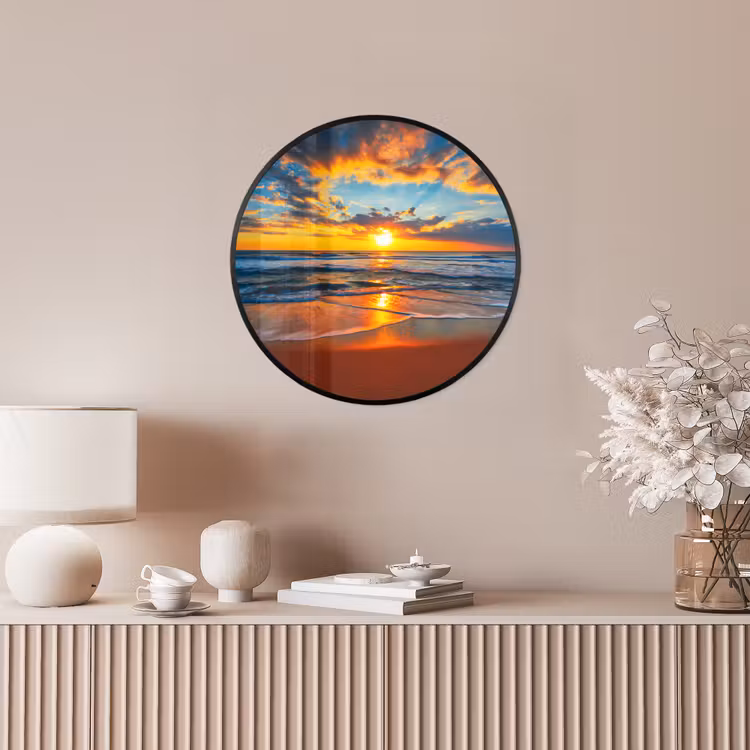 Zee - Zonsondergang - Strand - Wolken - Oranje Fotolijst rond zonder passe partout klein -sfeer3