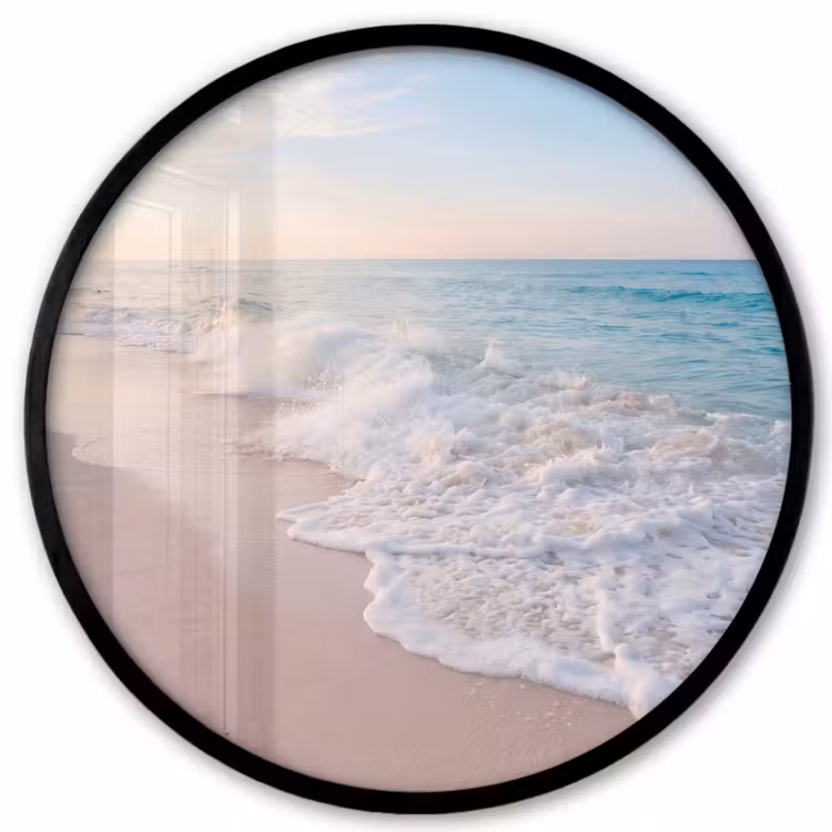 Zee - Golven - Strand - Natuur - Wit Fotolijst rond zonder passe partout klein -3d