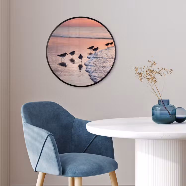 Meeuwen - Strand - Zee - Roze Fotolijst rond zonder passe partout klein -sfeer2