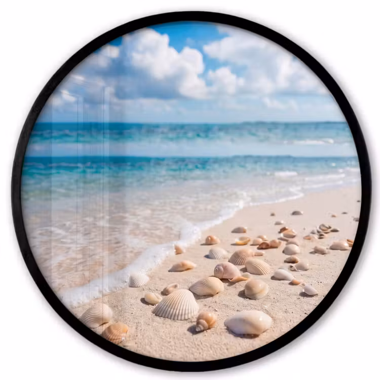 Schelpen - Strand - Natuur - Beige Fotolijst rond zonder passe partout klein -3d