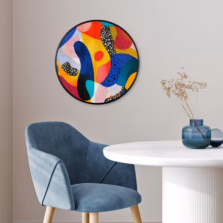 Vormen - Abstract - Stippels - Blauw Fotolijst rond zonder passe partout klein -sfeer2