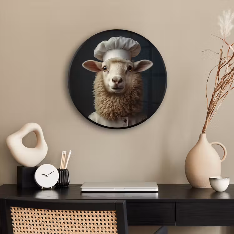 Schaap - Wol - Kok Fotolijst rond zonder passe partout klein -sfeer1