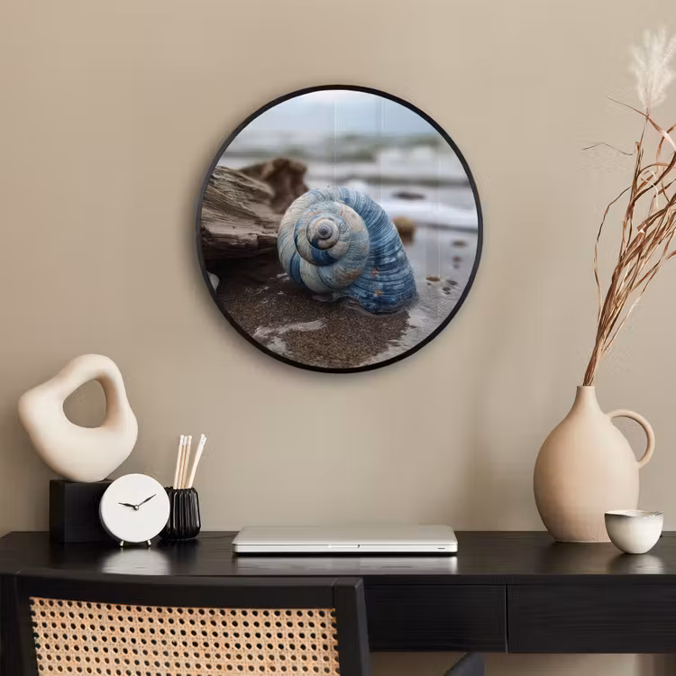 Schelp - Strand - Blauw - Zee Fotolijst rond zonder passe partout klein -sfeer1