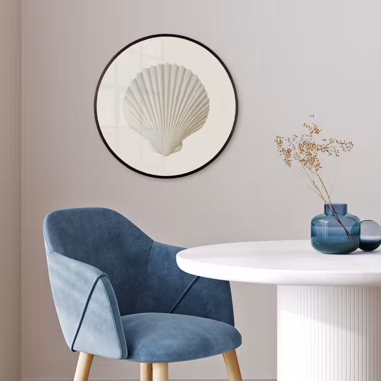 Schelp - Minimalistisch - Wit Fotolijst rond zonder passe partout klein -sfeer2