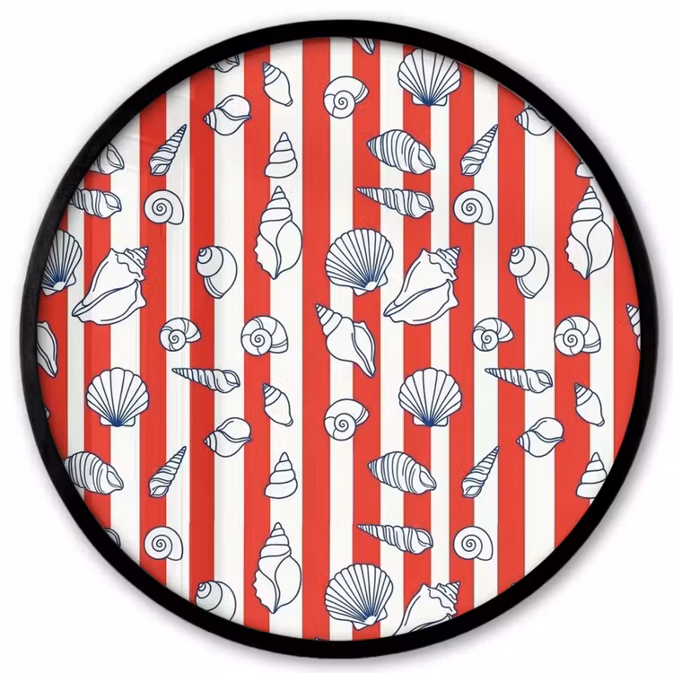 Schelp - Zeedieren - Zomer - Illustratie - Rood - Blauw Fotolijst rond zonder passe partout klein -3d