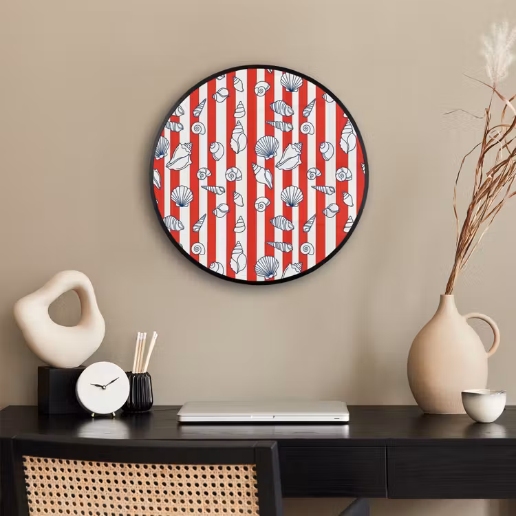 Schelp - Zeedieren - Zomer - Illustratie - Rood - Blauw Fotolijst rond zonder passe partout klein -sfeer1