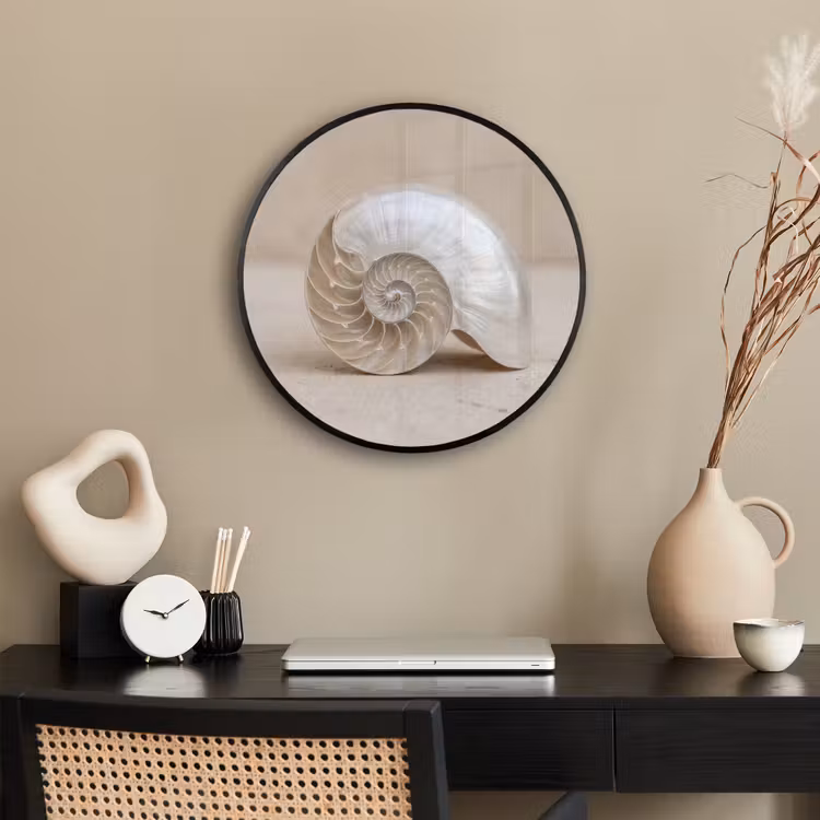 Schelp - Spiraal - Beige Fotolijst rond zonder passe partout klein -sfeer1