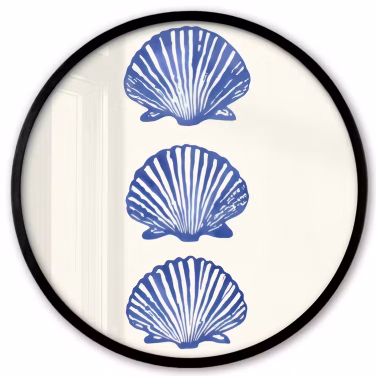 Schelpen - Blauw - Patroon Fotolijst rond zonder passe partout klein -3d