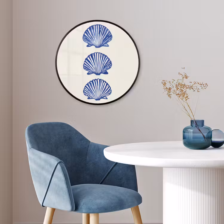Schelpen - Blauw - Patroon Fotolijst rond zonder passe partout klein -sfeer2