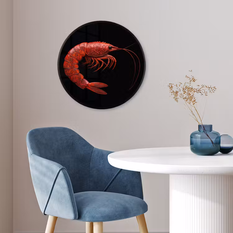 Garnaal - Rood - Dieren Fotolijst rond zonder passe partout klein -sfeer2