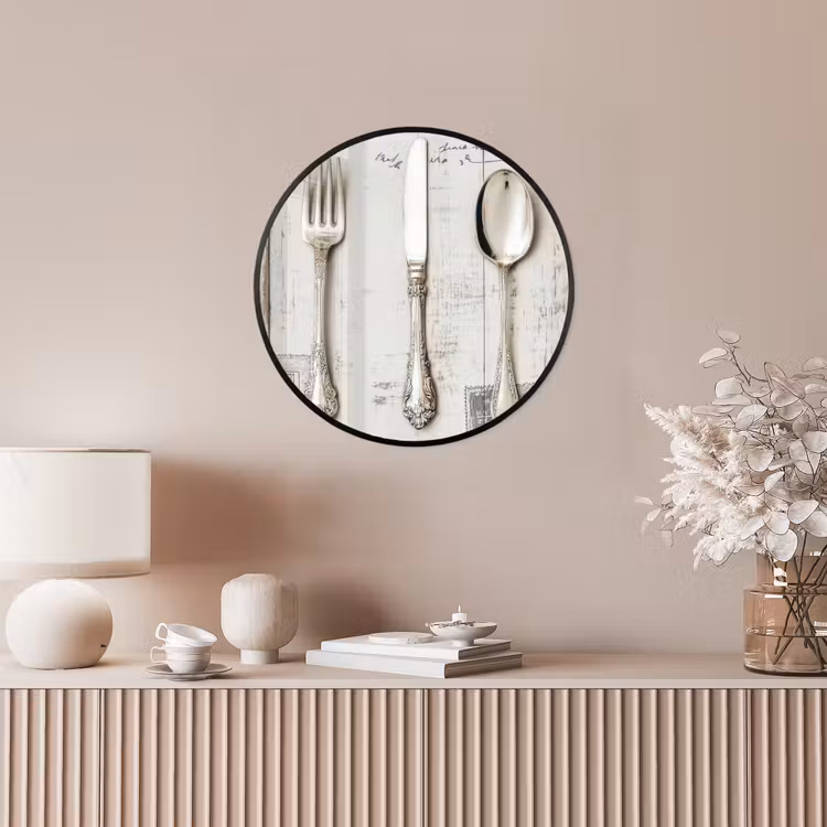 Zilver - Bestek - Hout Fotolijst rond zonder passe partout klein -sfeer3