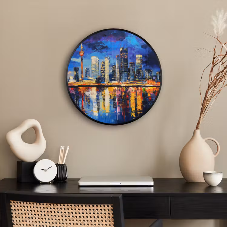Skyline Toronto - Modern - Stadslicht - Blauw Fotolijst rond zonder passe partout klein -sfeer1