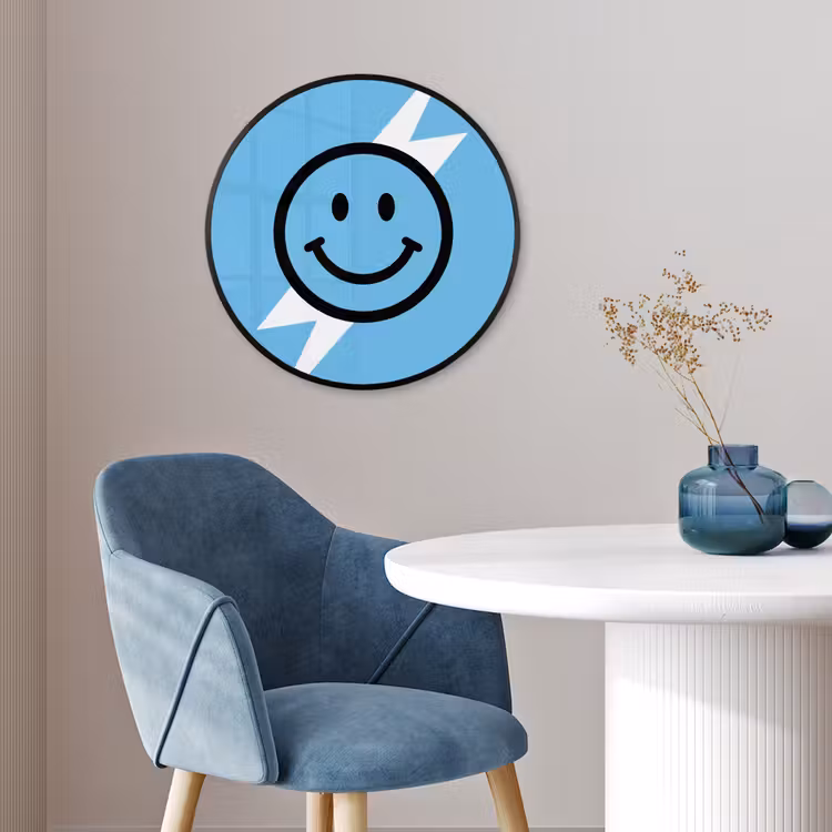 Smiley - Blauw - Bliksem Fotolijst rond zonder passe partout klein -sfeer2