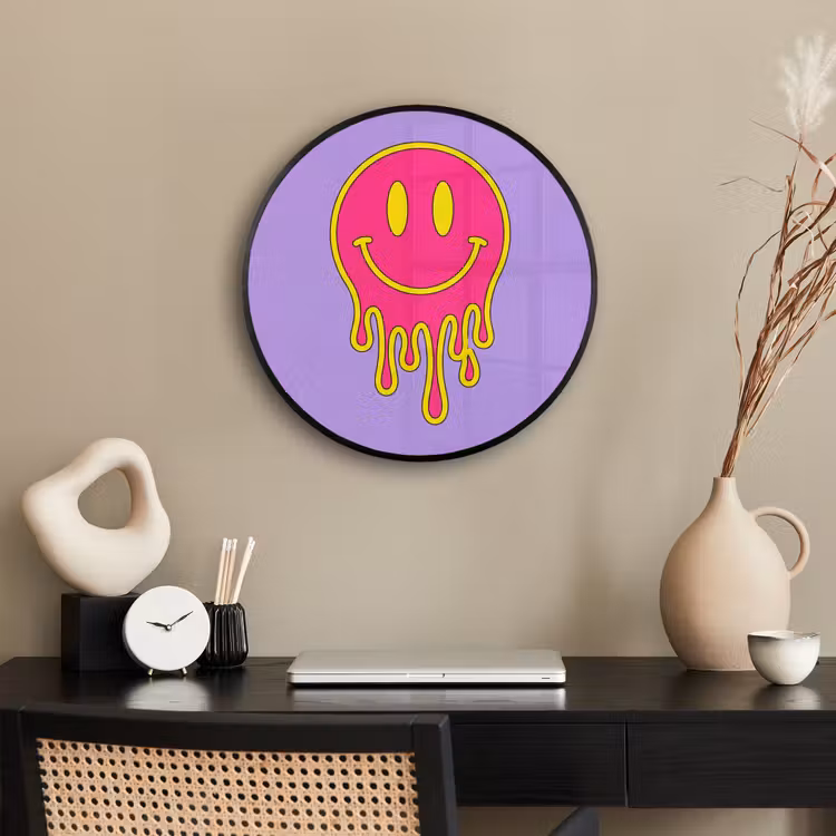 Smiley - Drip - Neon Fotolijst rond zonder passe partout klein -sfeer1