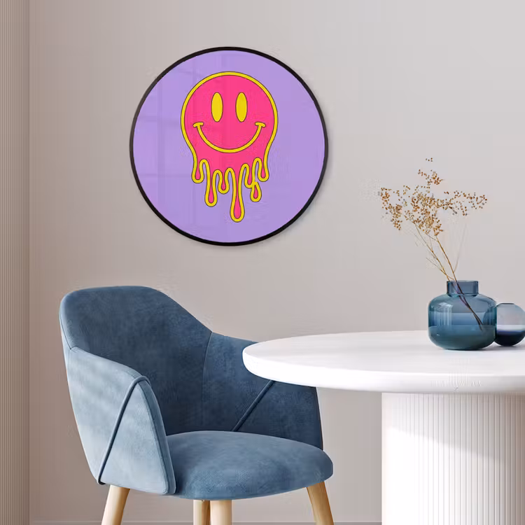 Smiley - Drip - Neon Fotolijst rond zonder passe partout klein -sfeer2