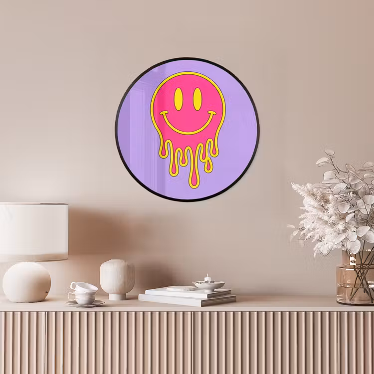 Smiley - Drip - Neon Fotolijst rond zonder passe partout klein -sfeer3