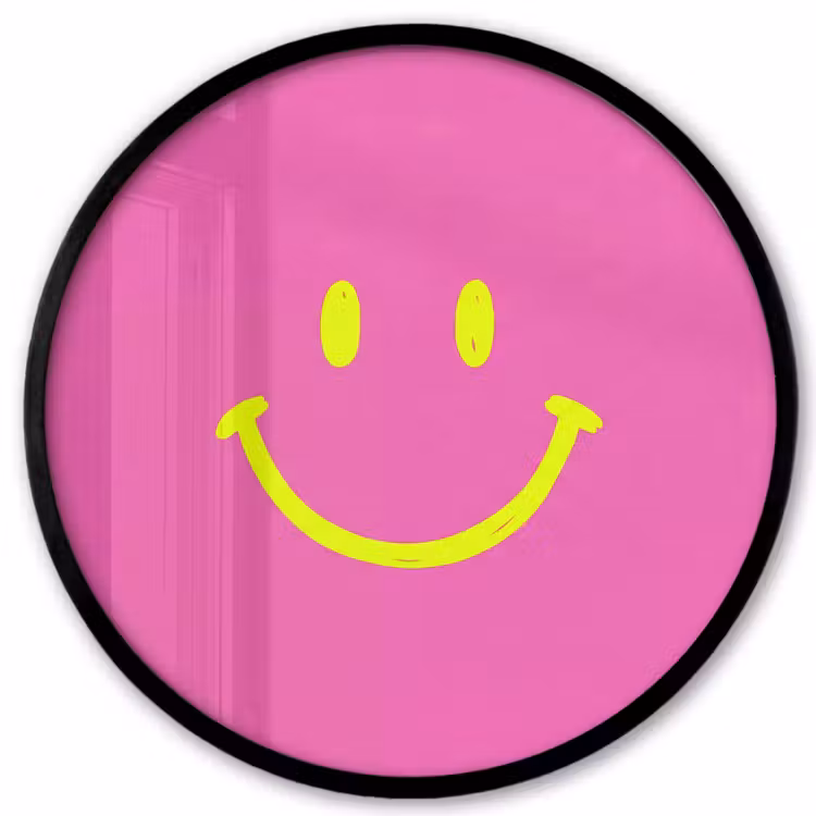 Smiley - Vrolijk - Roze Fotolijst rond zonder passe partout klein -3d