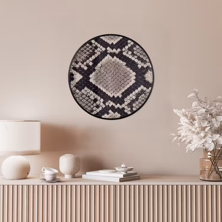 Slangenleer - Patroon - Beige Fotolijst rond zonder passe partout klein -sfeer3