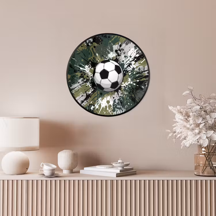 Voetbal - Verf - Spetters - Groen Fotolijst rond zonder passe partout klein -sfeer3