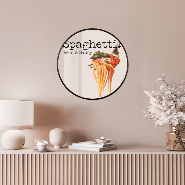 Spaghetti - tomatensaus - Parmezaanse kaas Fotolijst rond zonder passe partout klein -sfeer3