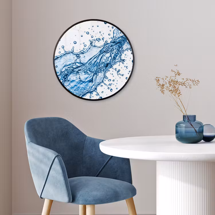 Spash - Water - Blauw Fotolijst rond zonder passe partout klein -sfeer2