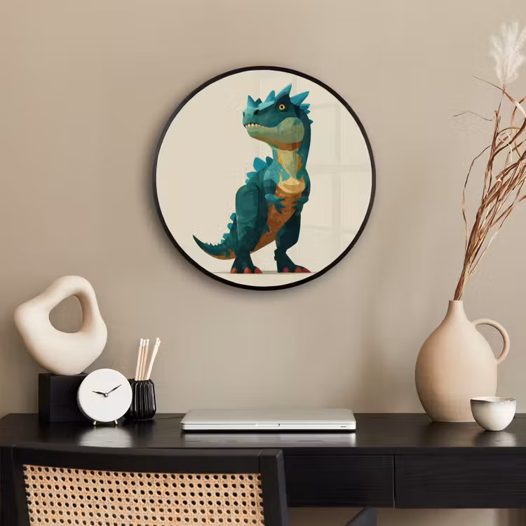 Stekels - Dino - Blauw - Gespierd Fotolijst rond zonder passe partout klein -sfeer1
