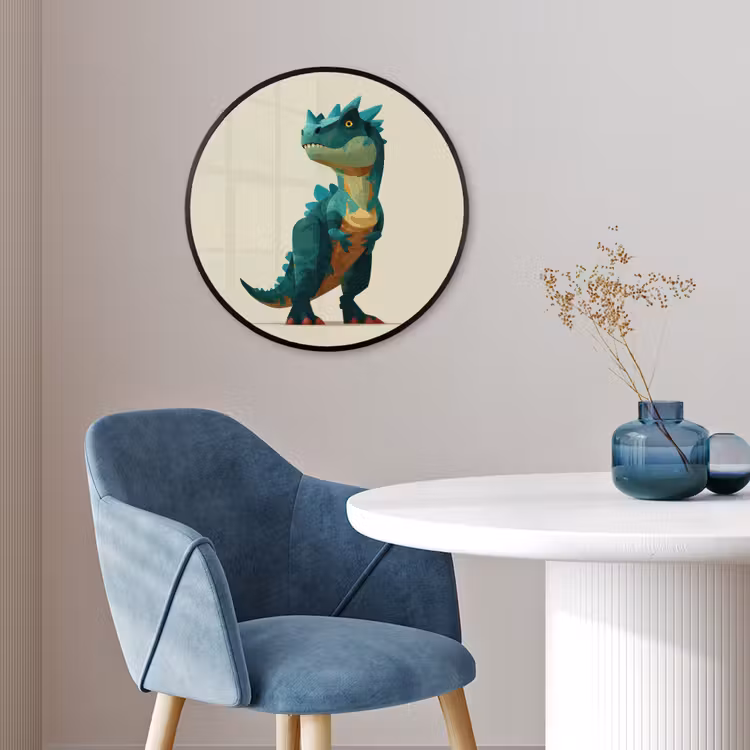Stekels - Dino - Blauw - Gespierd Fotolijst rond zonder passe partout klein -sfeer2
