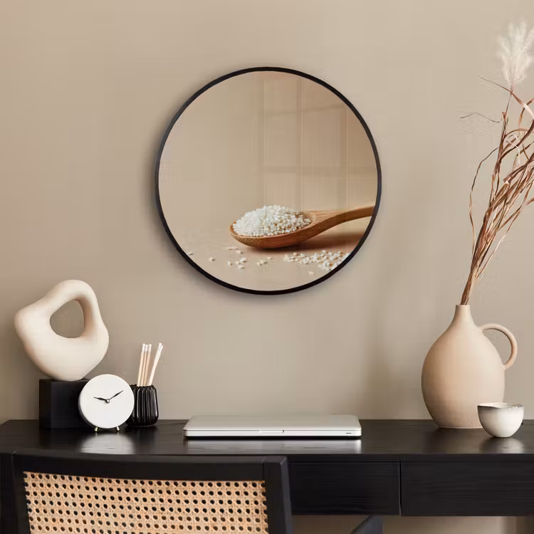 Lepel - Rijst - Hout - Beige Fotolijst rond zonder passe partout klein -sfeer1