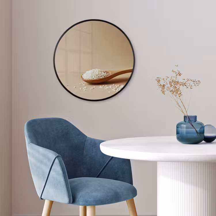Lepel - Rijst - Hout - Beige Fotolijst rond zonder passe partout klein -sfeer2