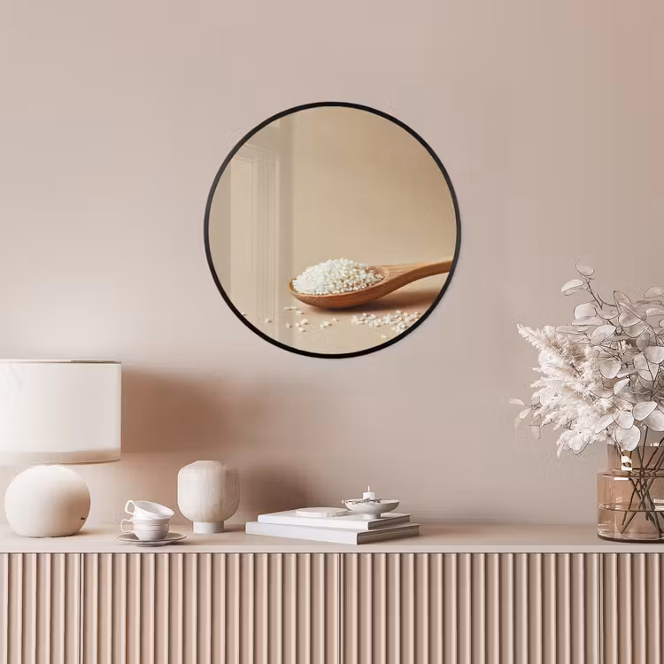 Lepel - Rijst - Hout - Beige Fotolijst rond zonder passe partout klein -sfeer3