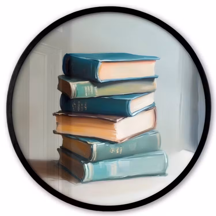 Stapel - Boeken - Groen - Daglicht Fotolijst rond zonder passe partout klein -3d