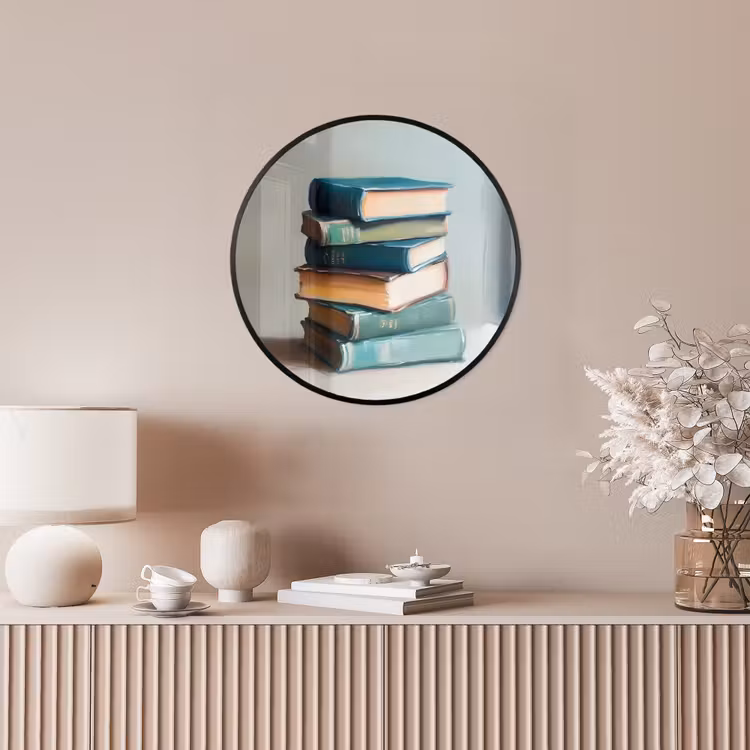 Stapel - Boeken - Groen - Daglicht Fotolijst rond zonder passe partout klein -sfeer3