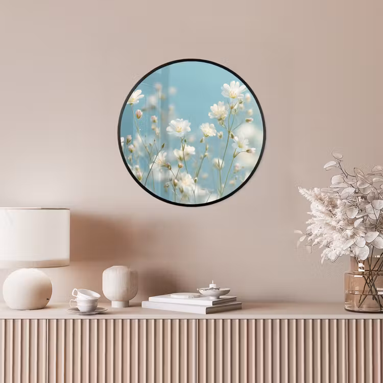 Stengels - Bloemen - Lucht - Wit Fotolijst rond zonder passe partout klein -sfeer3