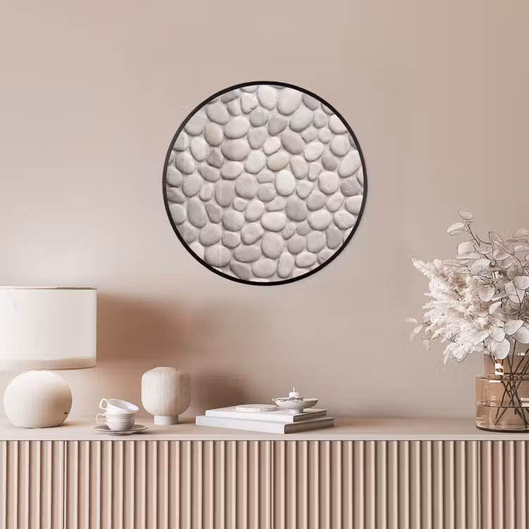 Steen - Kiezel - Natuur - Minimalistisch - Beige Fotolijst rond zonder passe partout klein -sfeer3