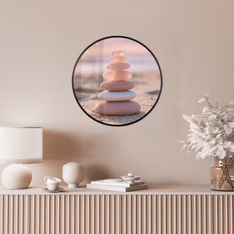 Stenen - Zand - Roze Fotolijst rond zonder passe partout klein -sfeer3