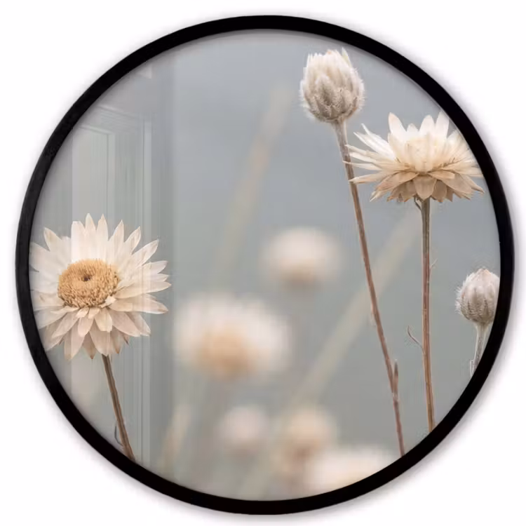 Strobloemen - Wit - Daglicht Fotolijst rond zonder passe partout klein -3d