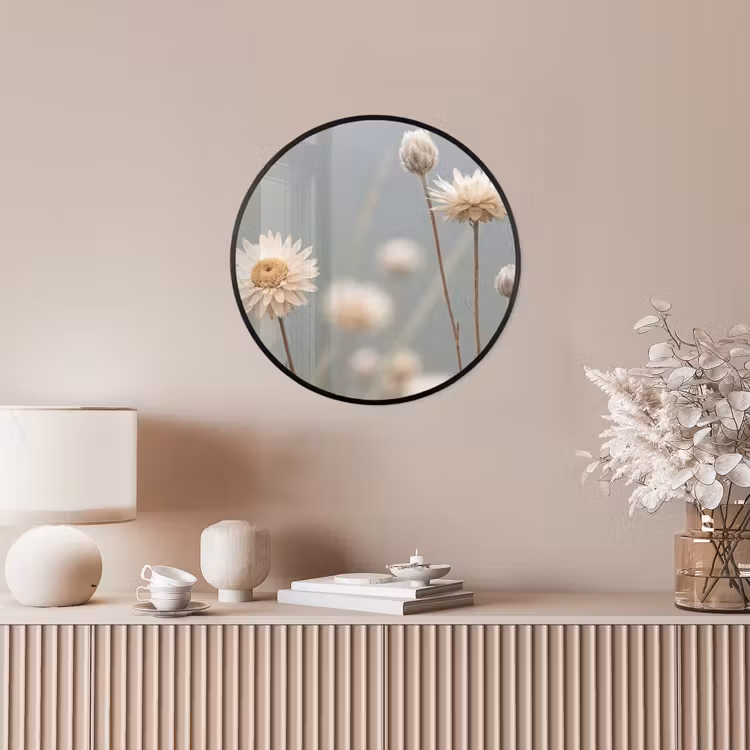 Strobloemen - Wit - Daglicht Fotolijst rond zonder passe partout klein -sfeer3