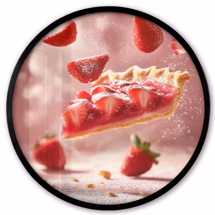 Aardbei - Taart- Eten - Roze Fotolijst rond zonder passe partout klein -3d