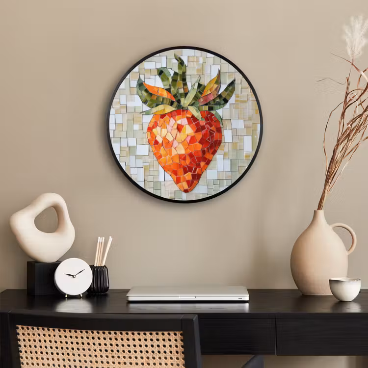 Aardbei - Rood - Mozaïek - Fruit Fotolijst rond zonder passe partout klein -sfeer1