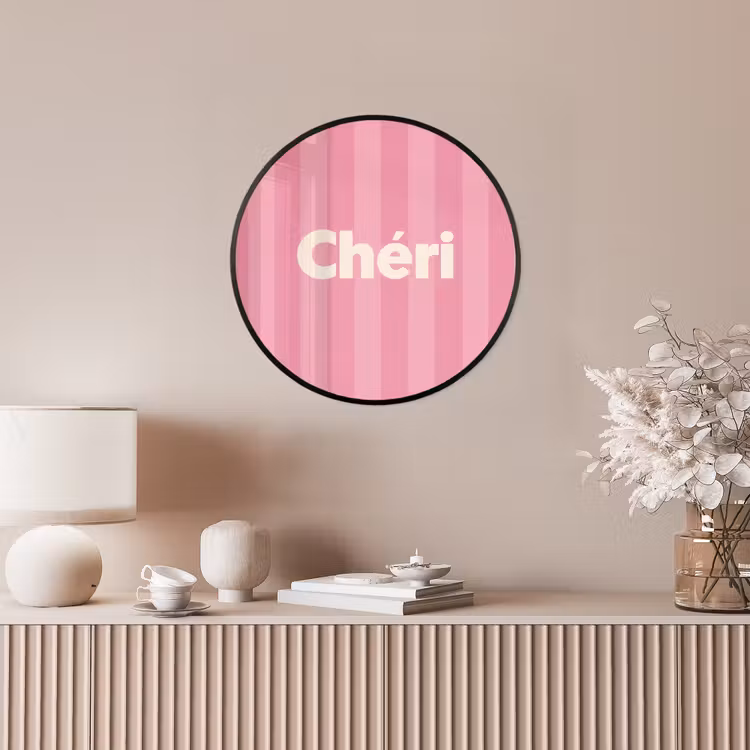 Gestreept - Roze - Chéri Fotolijst rond zonder passe partout klein -sfeer3