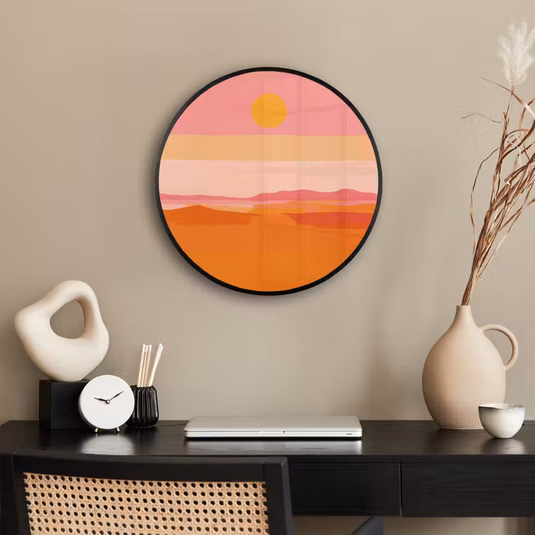 Zon - Abstract - Landschap - Oranje Fotolijst rond zonder passe partout klein -sfeer1